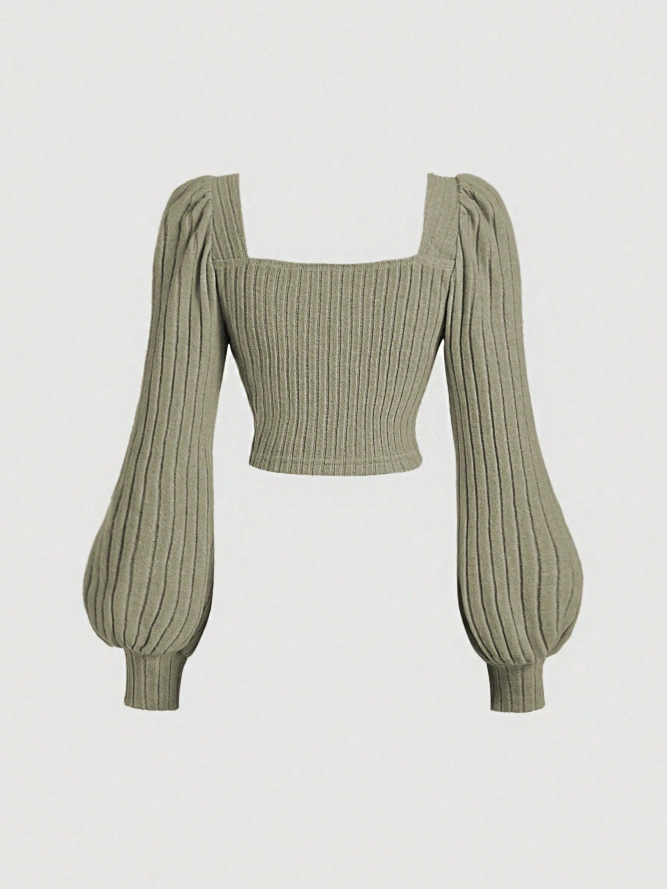 Square Neck Puff Sleeve Crop