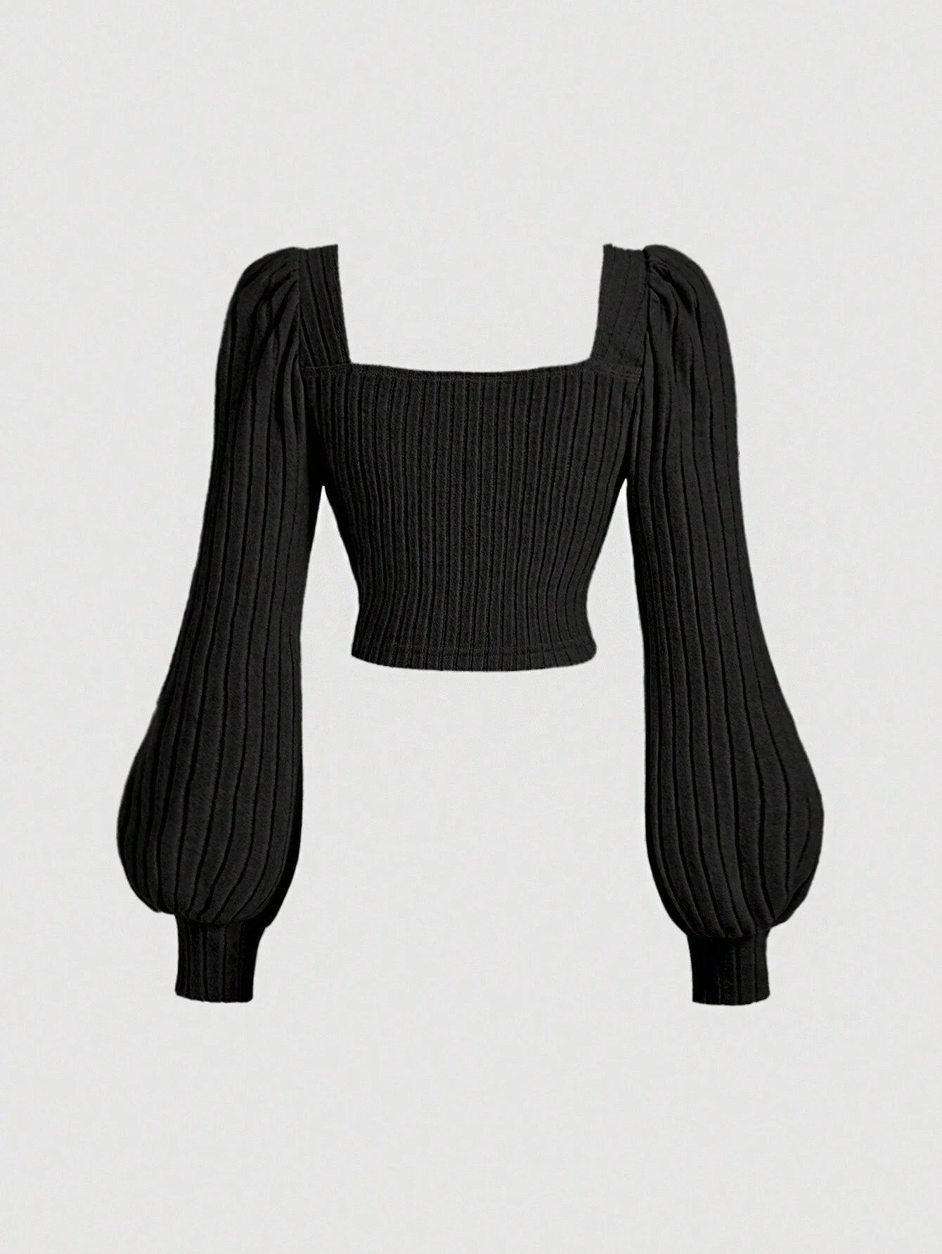 Square Neck Puff Sleeve Crop