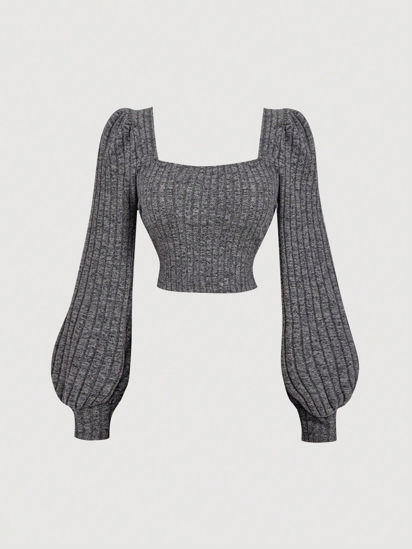 Square Neck Puff Sleeve Crop