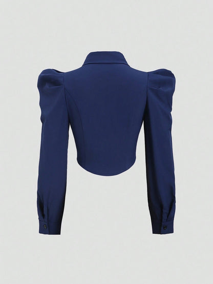 Gigot Sleeve Asymmetrical Shirt
