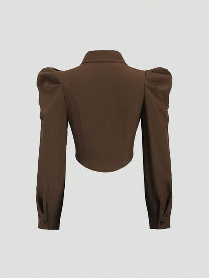 Gigot Sleeve Asymmetrical Shirt