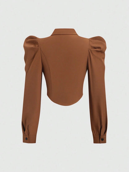 Gigot Sleeve Asymmetrical Shirt
