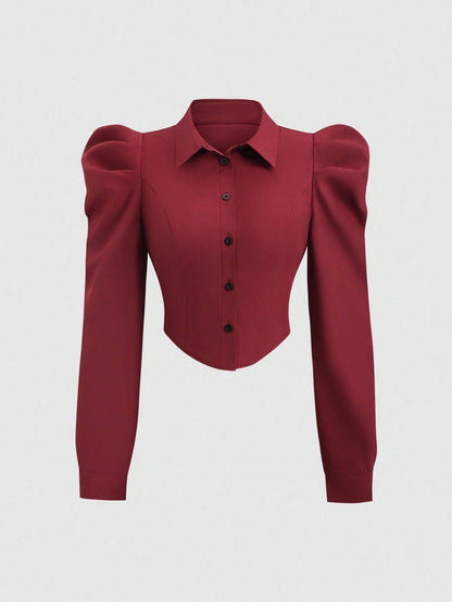 Gigot Sleeve Asymmetrical Shirt