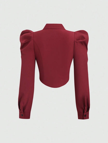 Gigot Sleeve Asymmetrical Shirt