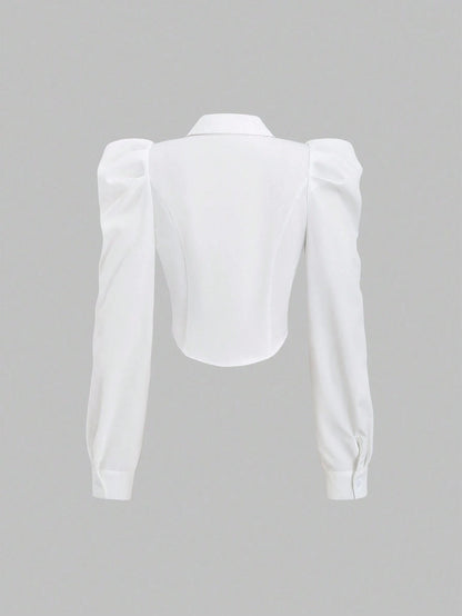 Gigot Sleeve Asymmetrical Shirt