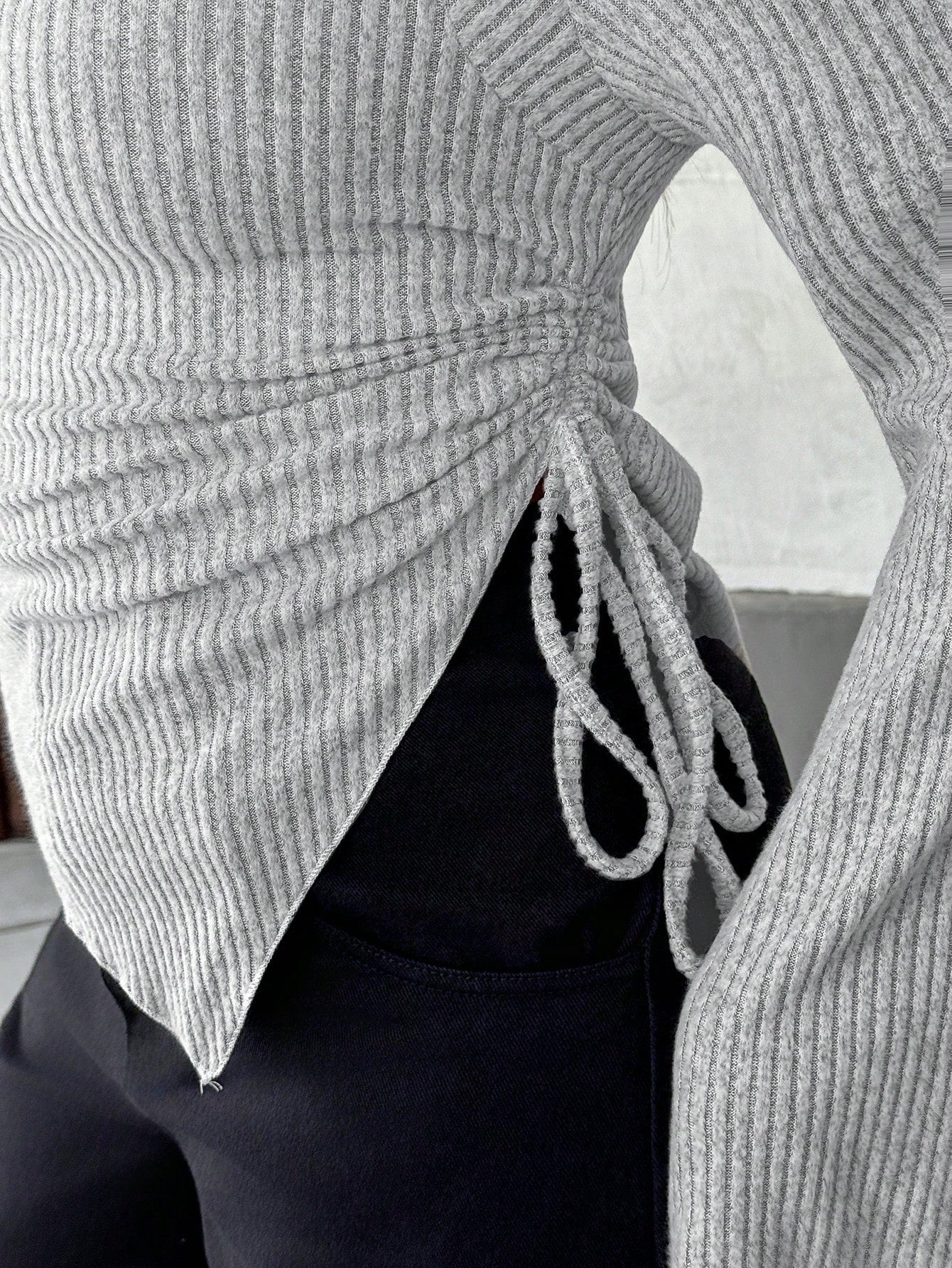 Cowl Neck Ribbed T-Shirt