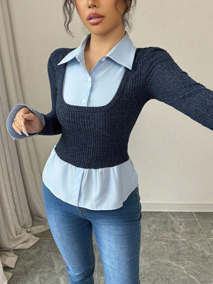 2-in-1 Contrast Panel T-Shirt