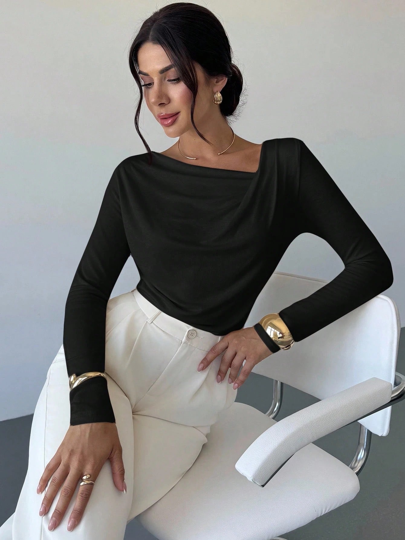 Asymmetrical Cold-Shoulder Top