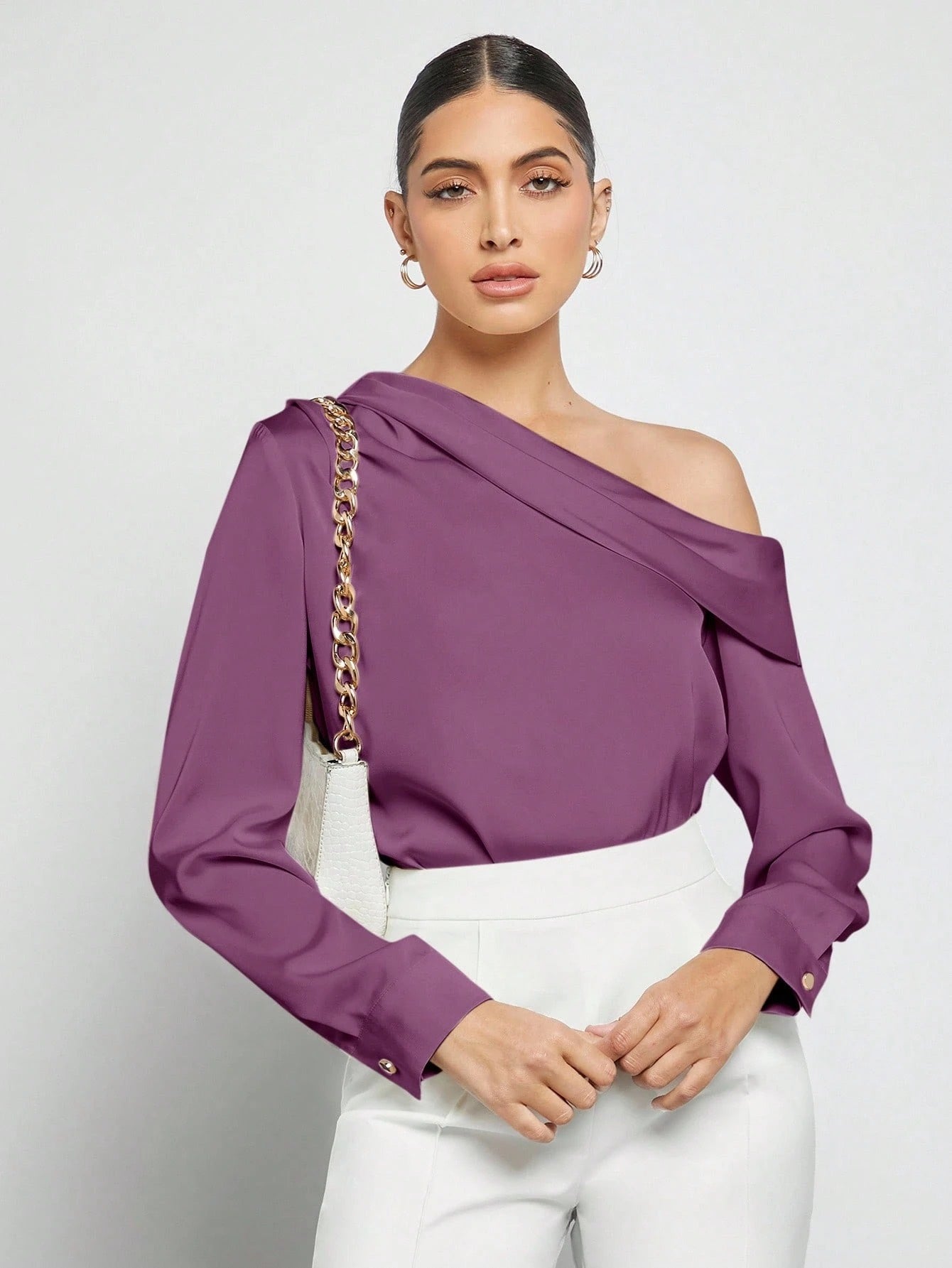 Draped Ruched Satin Blouse