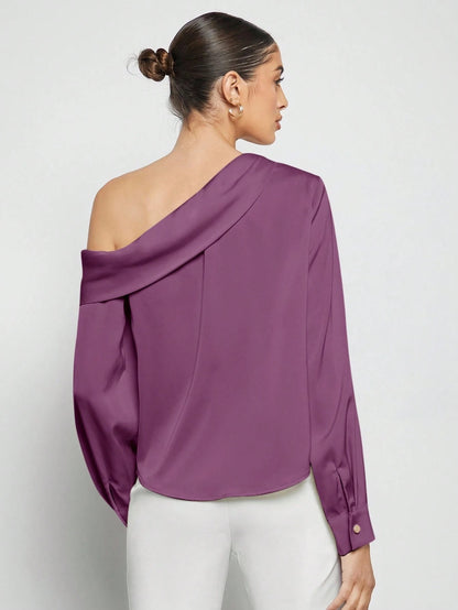 Draped Ruched Satin Blouse