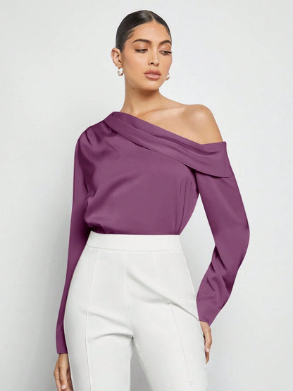Draped Ruched Satin Blouse