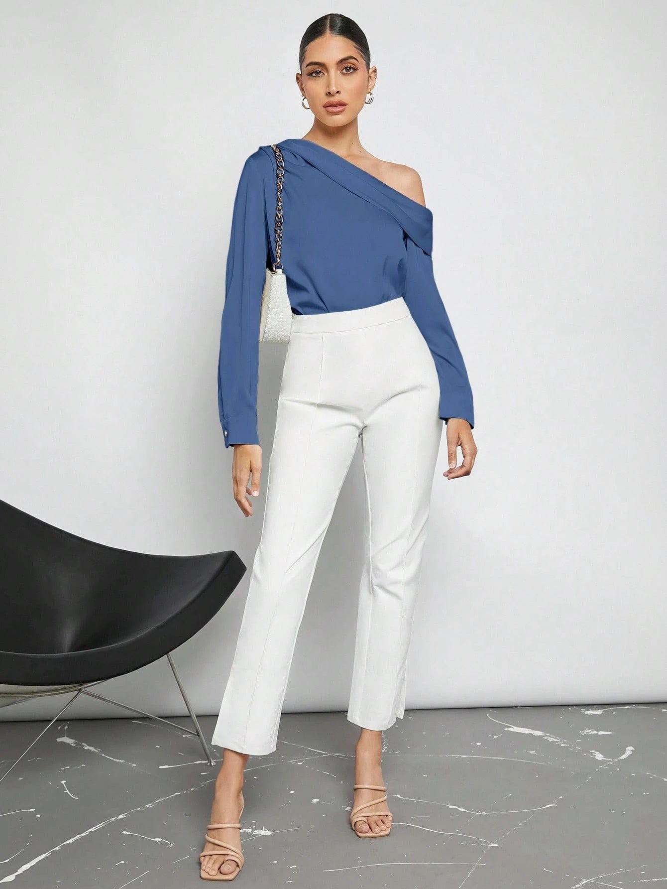 Draped Ruched Satin Blouse