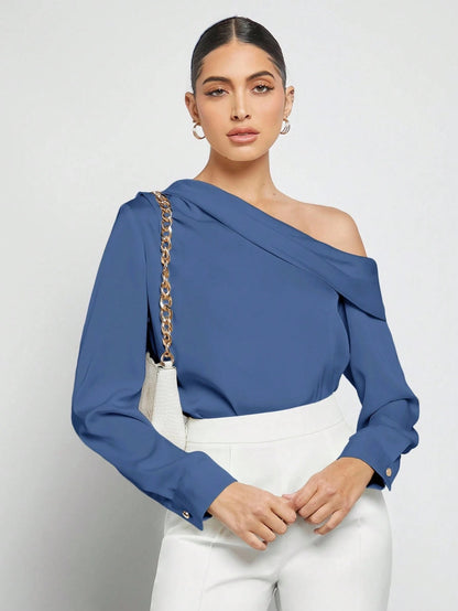 Draped Ruched Satin Blouse