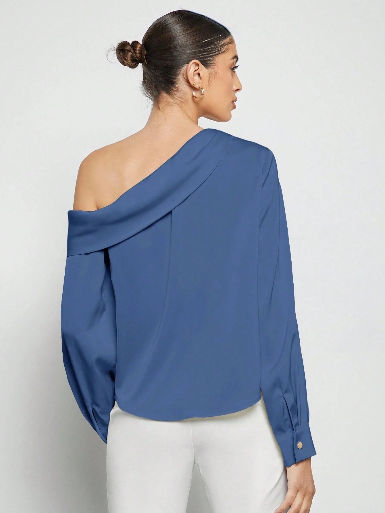 Draped Ruched Satin Blouse