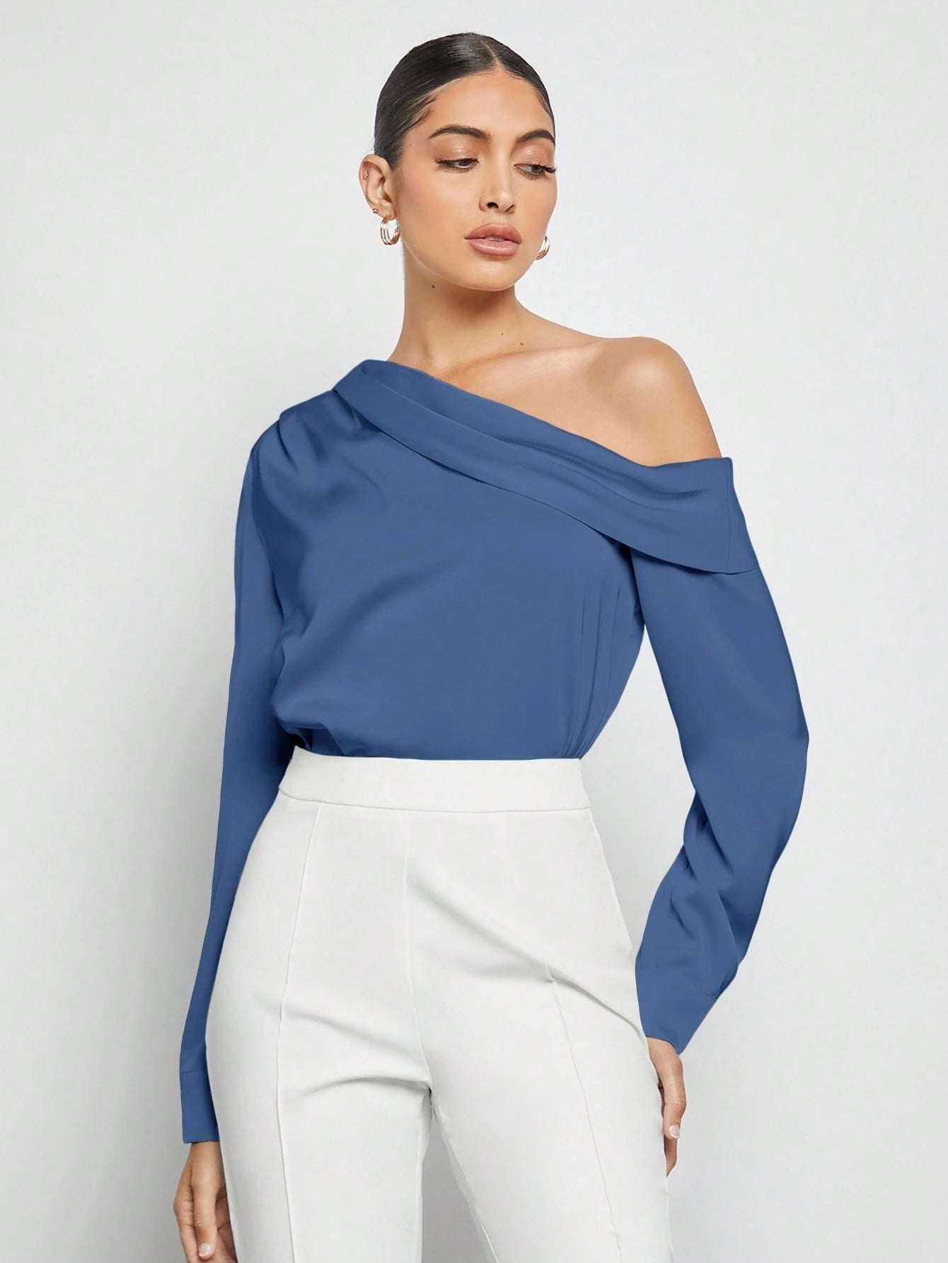 Draped Ruched Satin Blouse