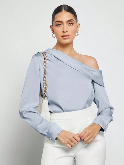 Draped Ruched Satin Blouse