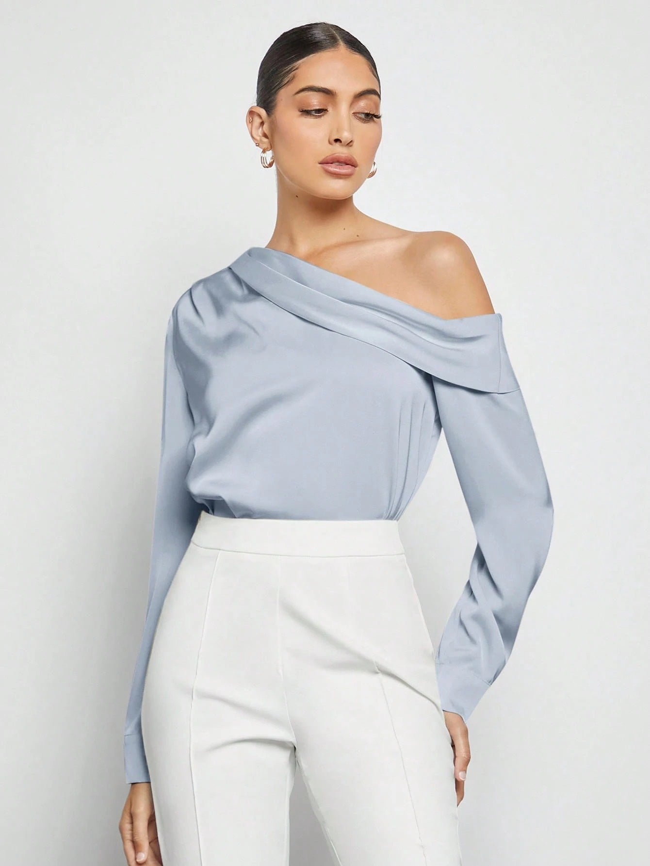 Draped Ruched Satin Blouse