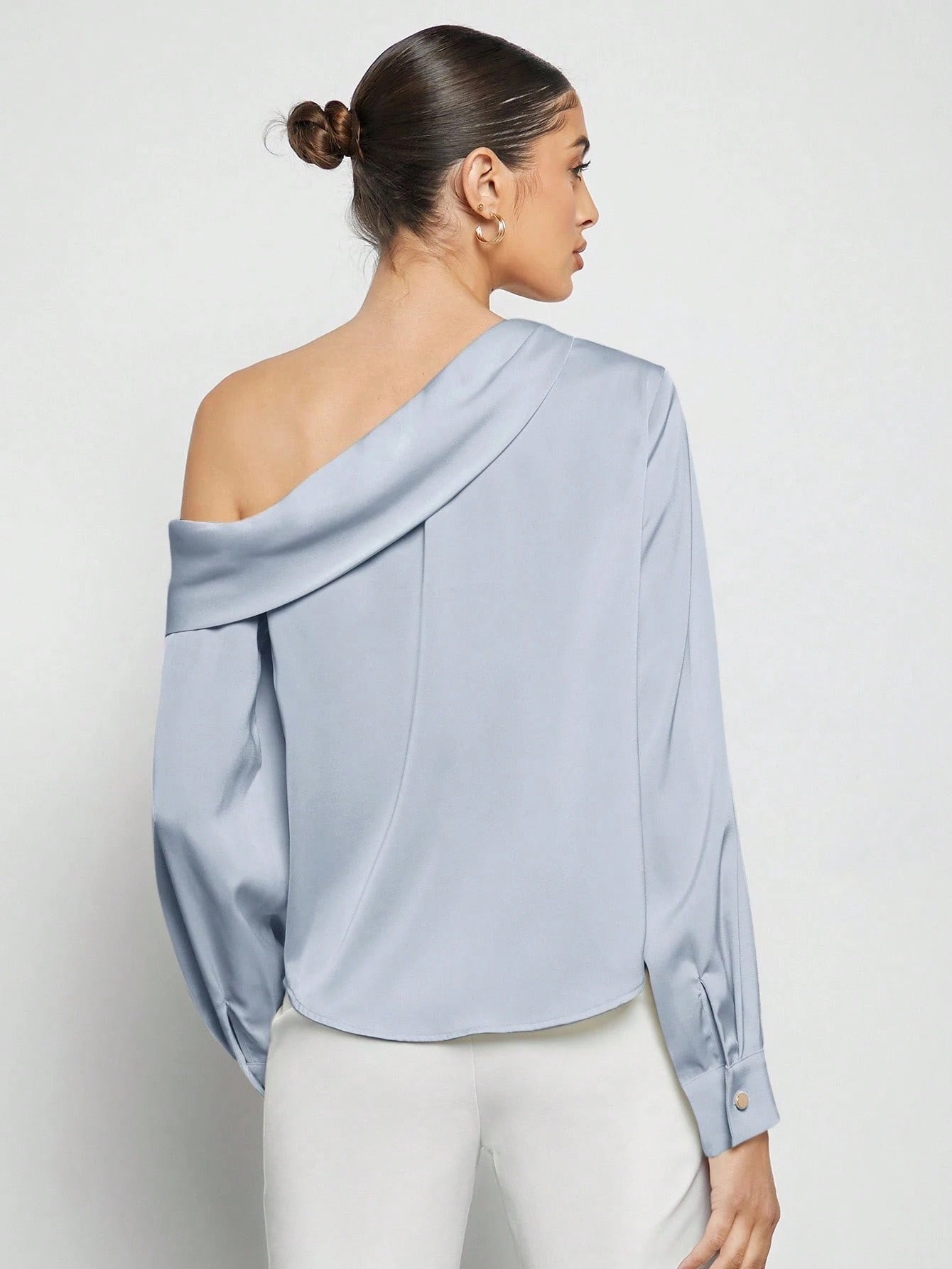 Draped Ruched Satin Blouse