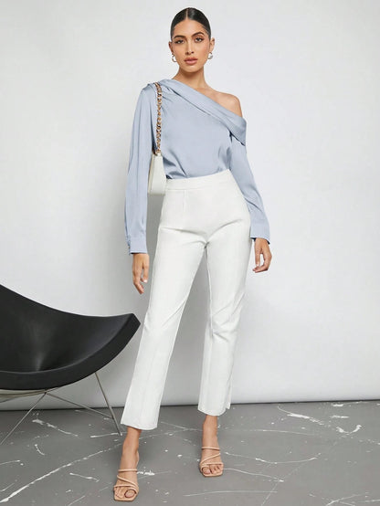 Draped Ruched Satin Blouse
