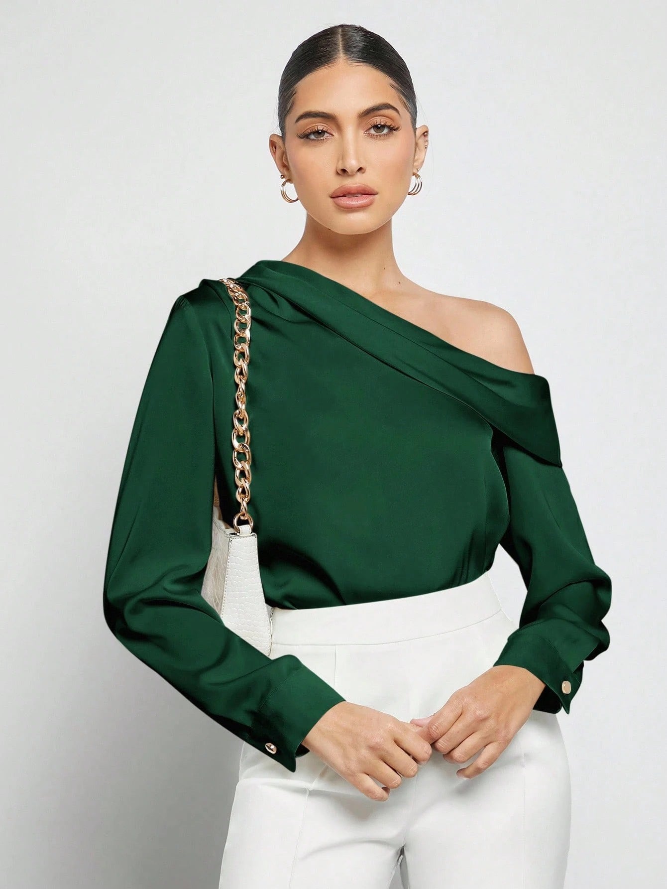 Draped Ruched Satin Blouse