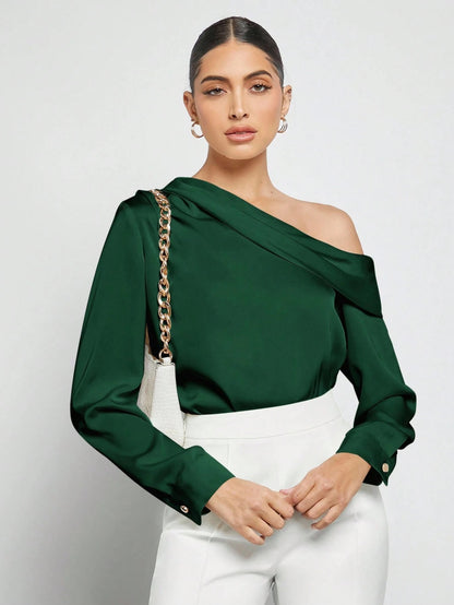Draped Ruched Satin Blouse