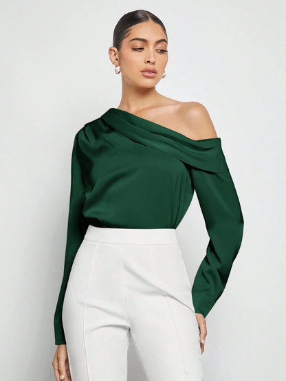 Draped Ruched Satin Blouse