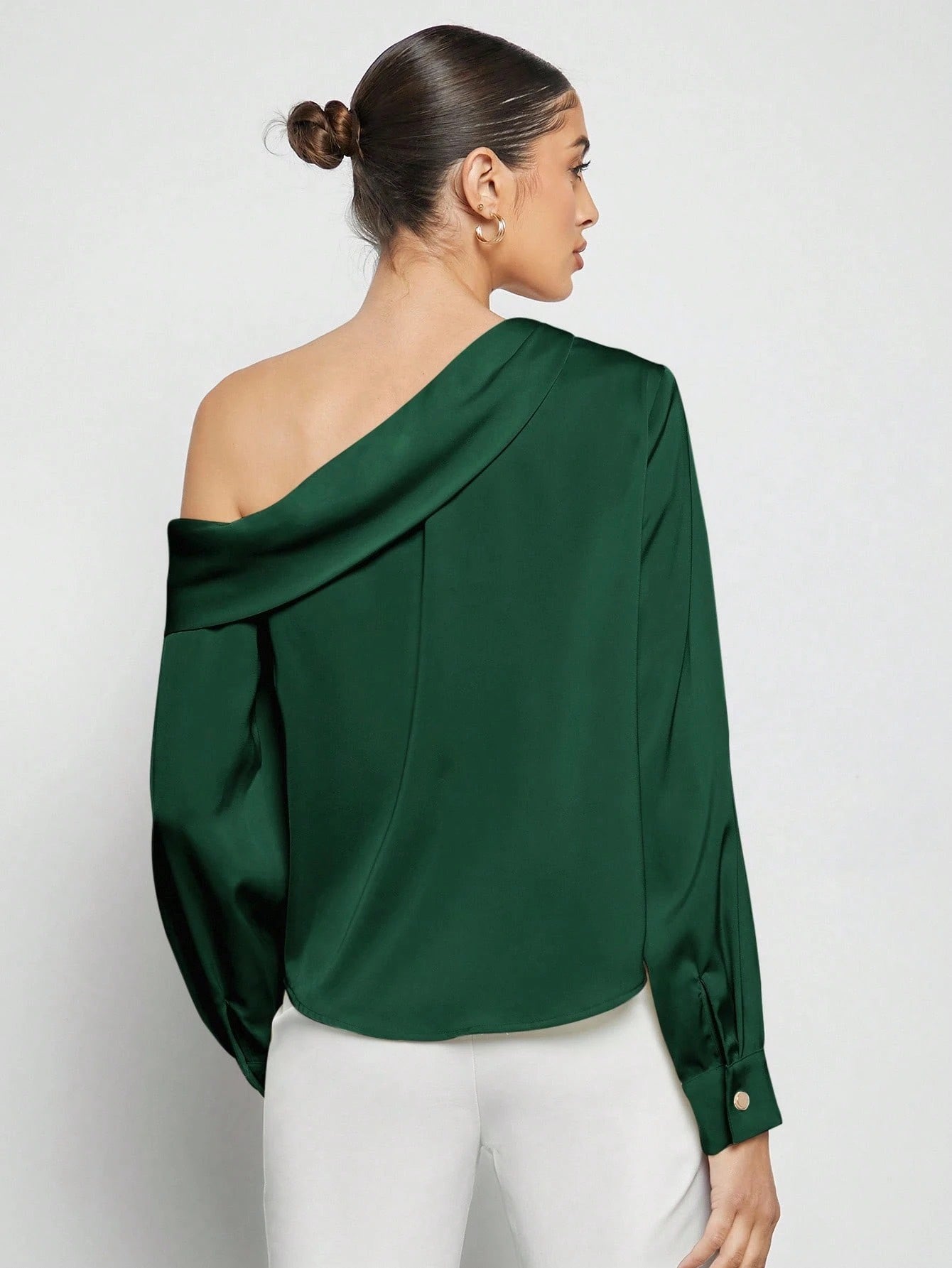 Draped Ruched Satin Blouse