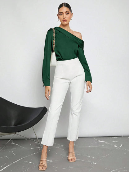 Draped Ruched Satin Blouse