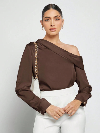 Draped Ruched Satin Blouse