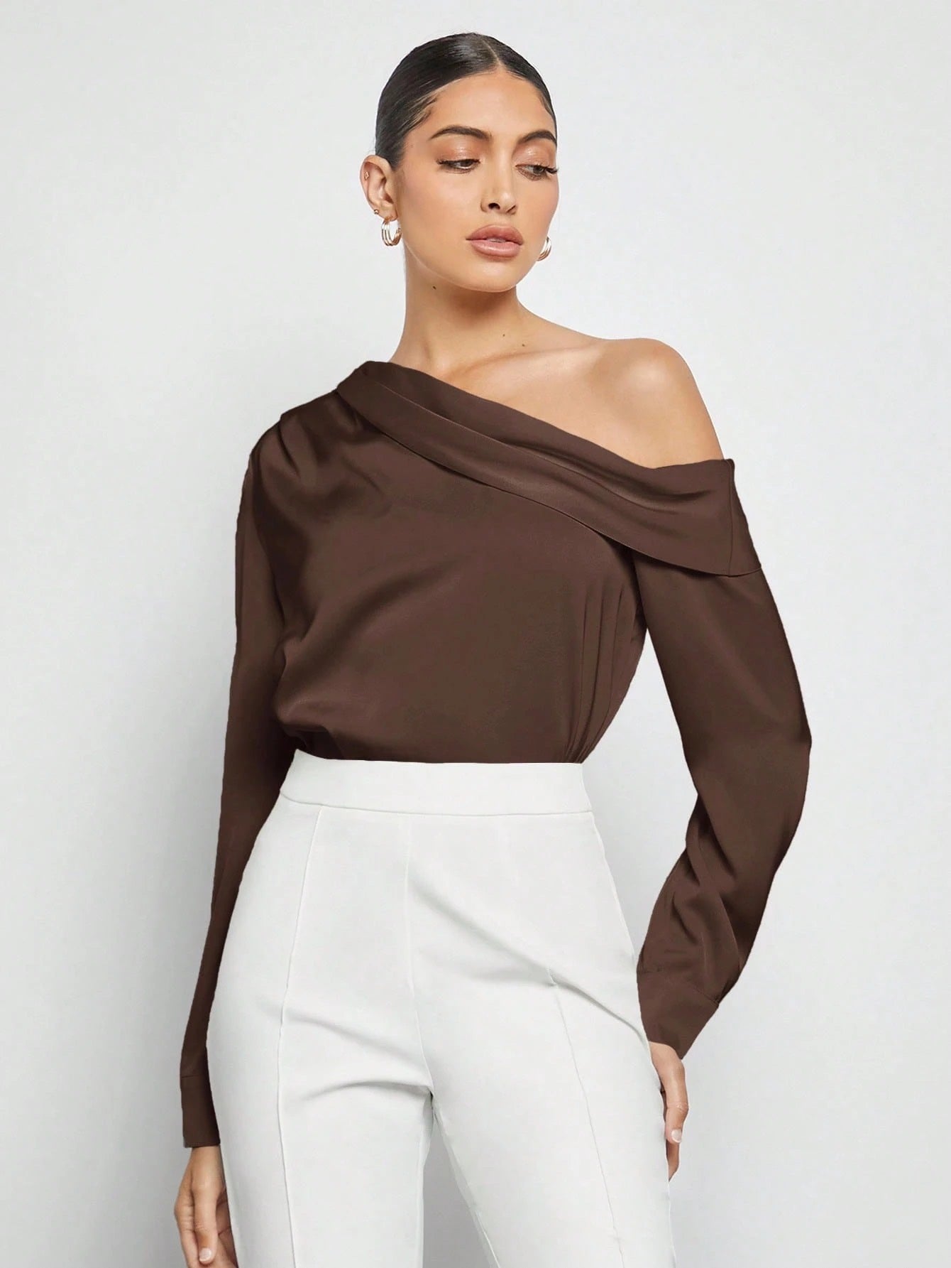 Draped Ruched Satin Blouse