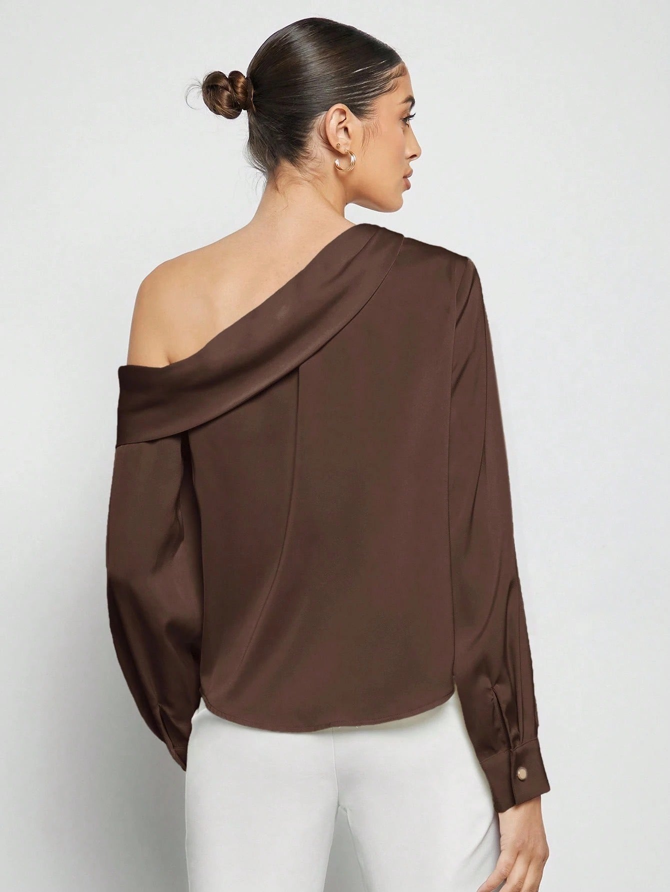 Draped Ruched Satin Blouse