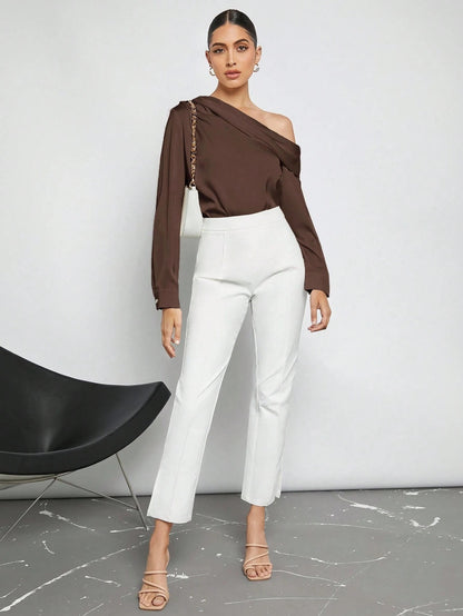 Draped Ruched Satin Blouse