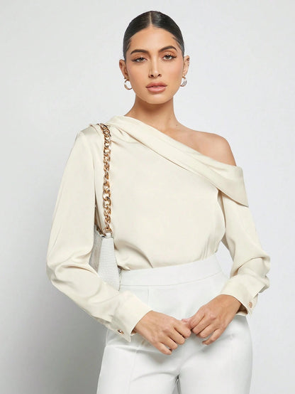 Draped Ruched Satin Blouse