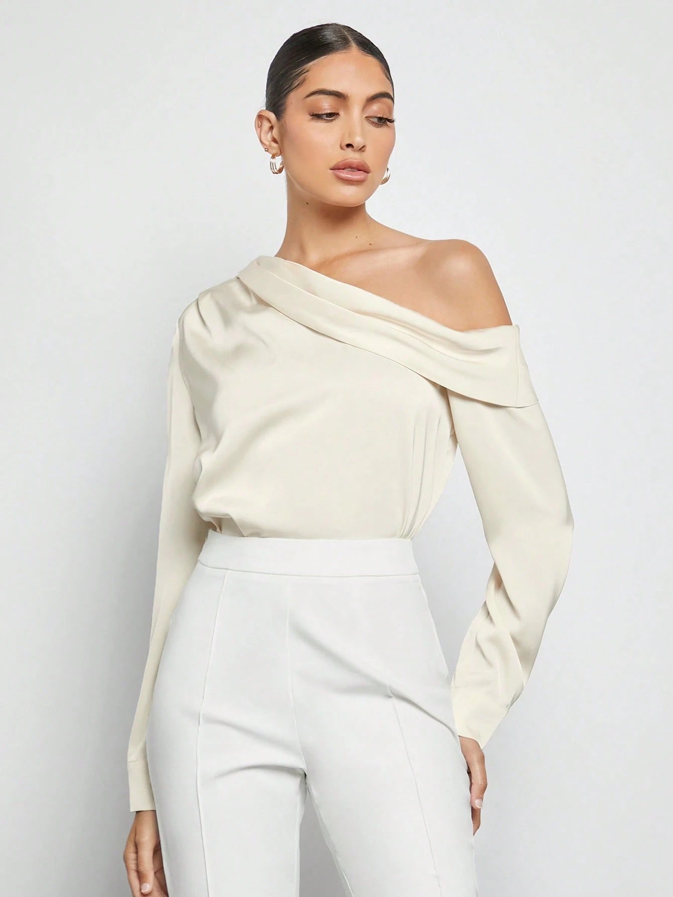 Draped Ruched Satin Blouse