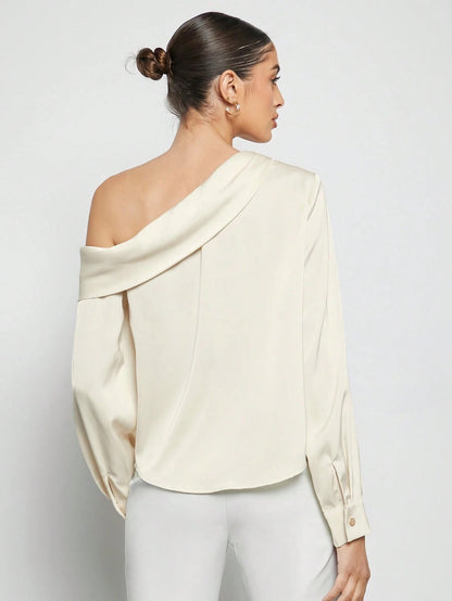 Draped Ruched Satin Blouse