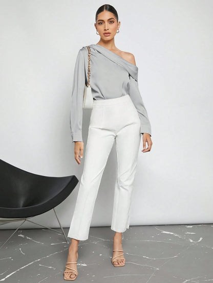 Draped Ruched Satin Blouse