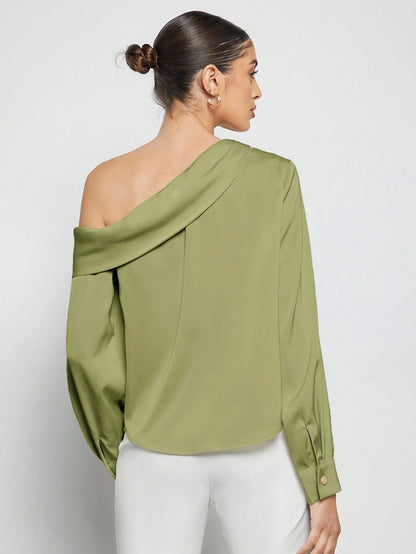 Draped Ruched Satin Blouse