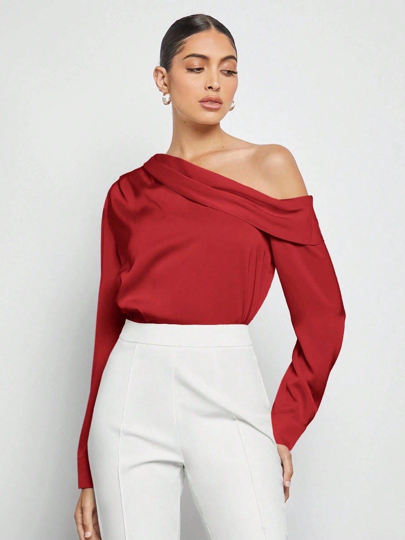 Draped Ruched Satin Blouse