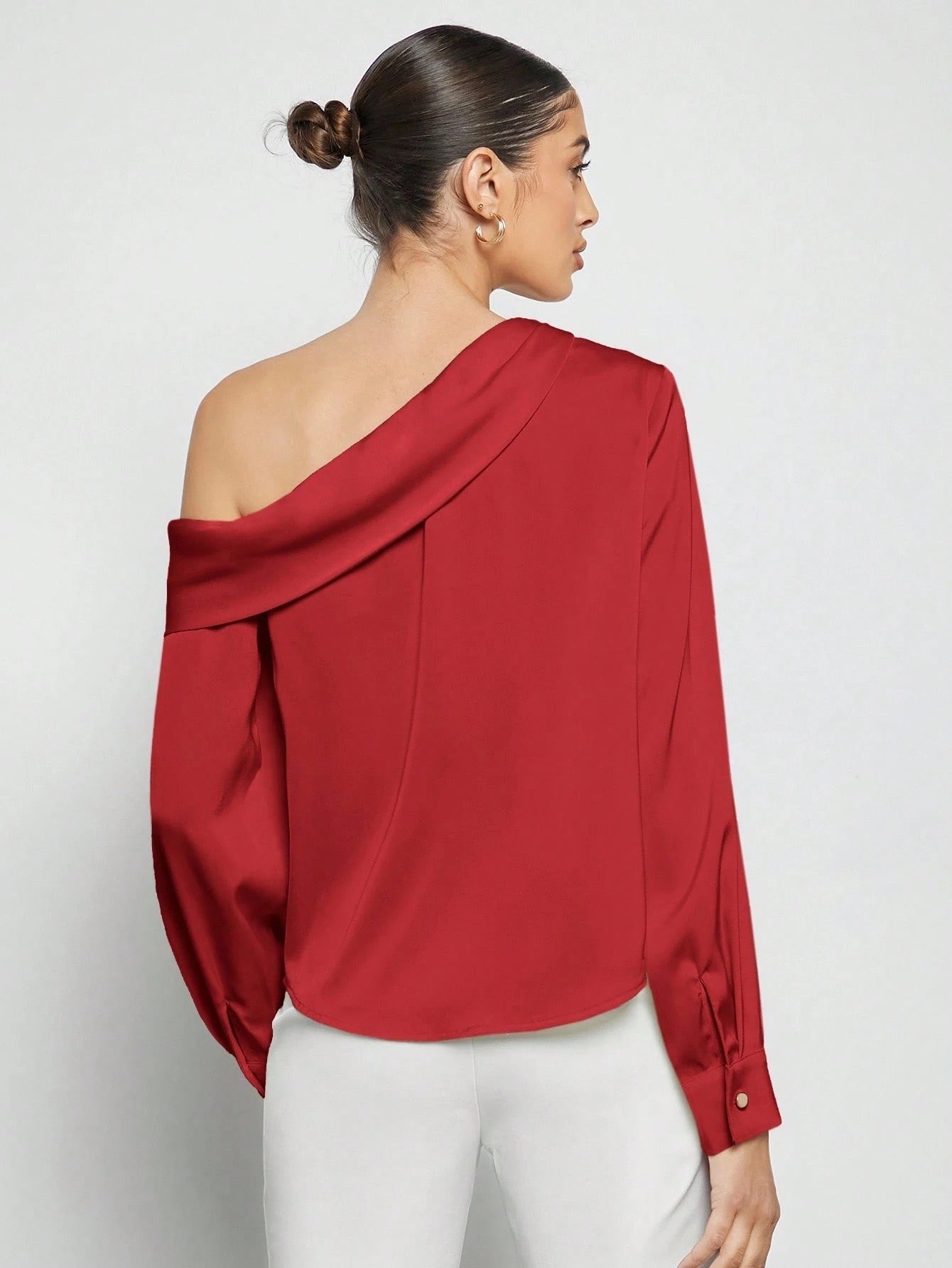 Draped Ruched Satin Blouse