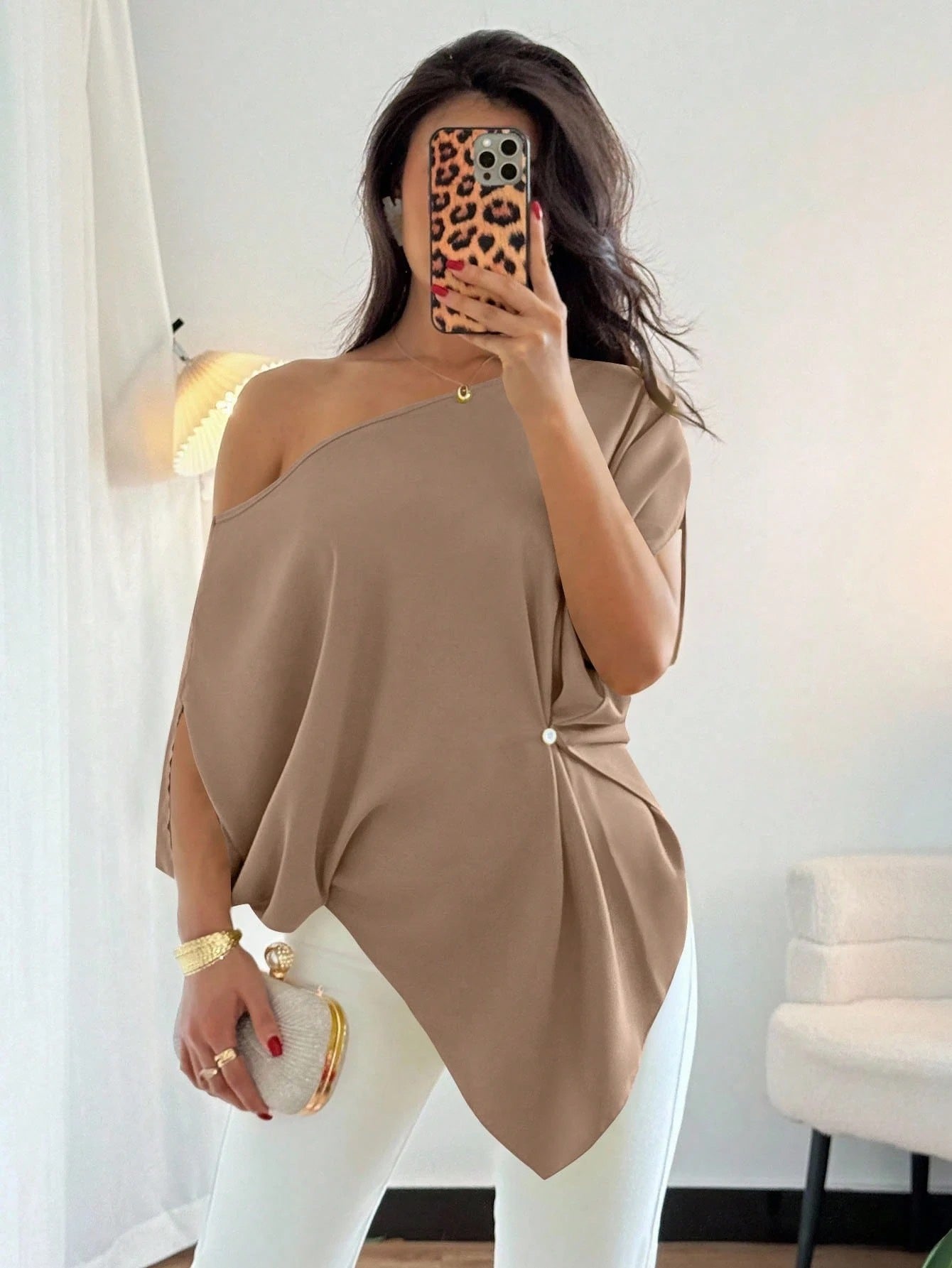 One-Shoulder Batwing Sleeve