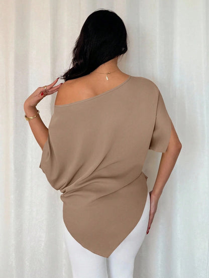 One-Shoulder Batwing Sleeve