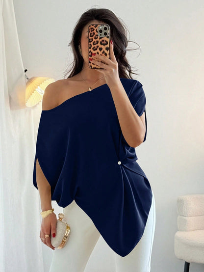 One-Shoulder Batwing Sleeve