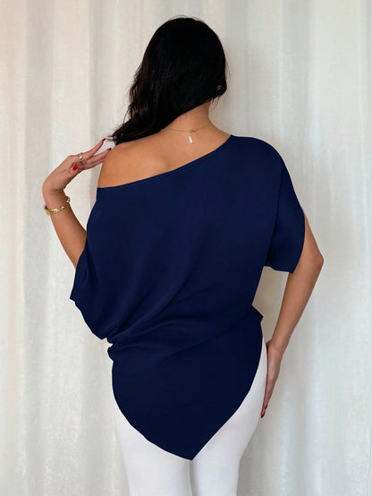 One-Shoulder Batwing Sleeve
