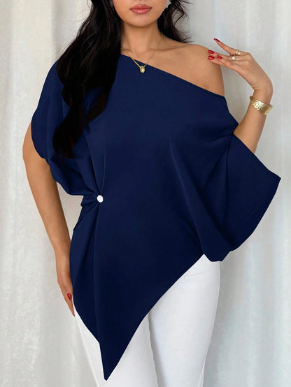 One-Shoulder Batwing Sleeve