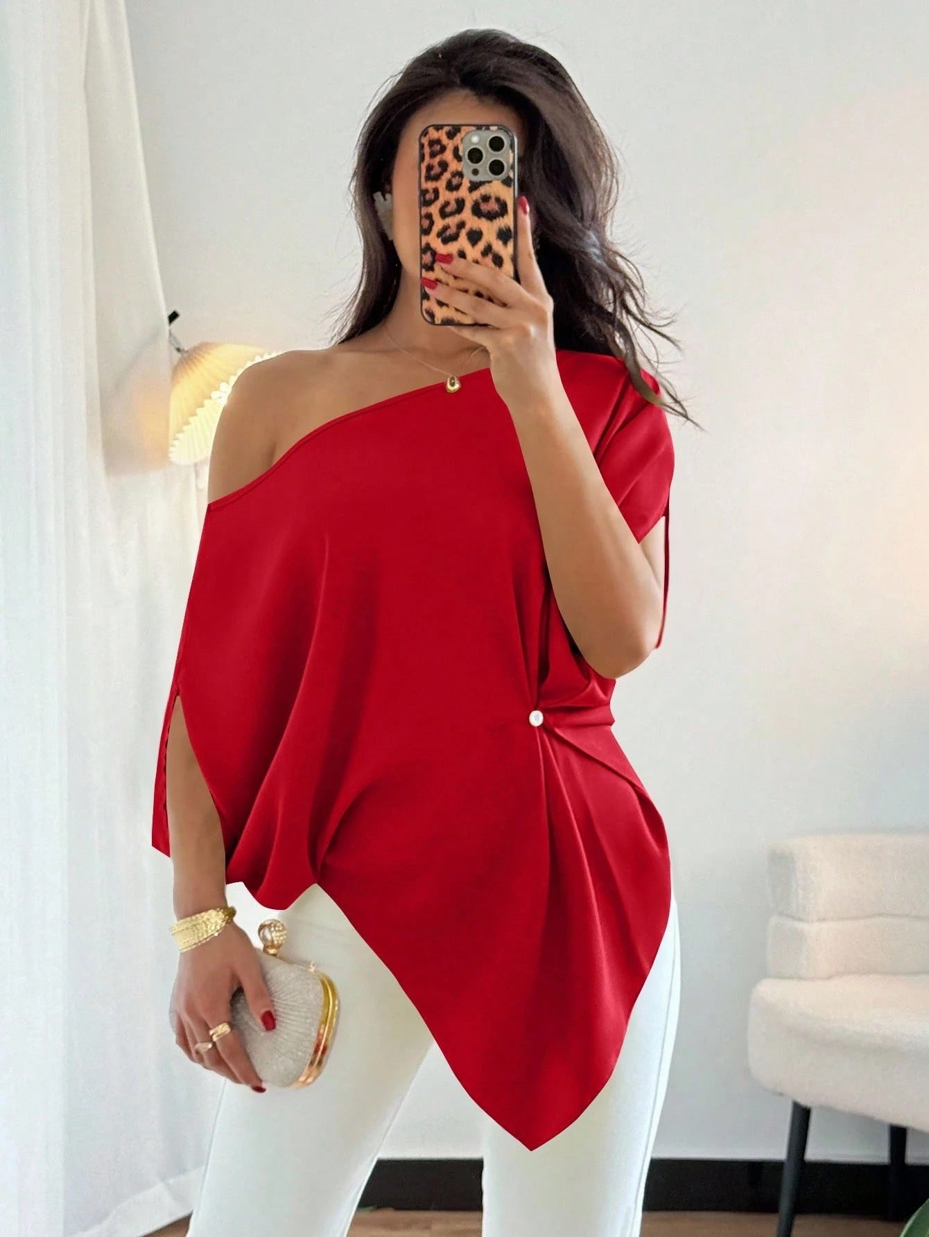 One-Shoulder Batwing Sleeve