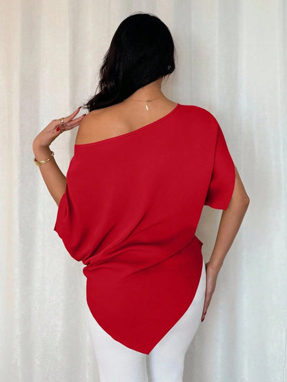 One-Shoulder Batwing Sleeve