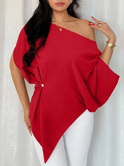 One-Shoulder Batwing Sleeve