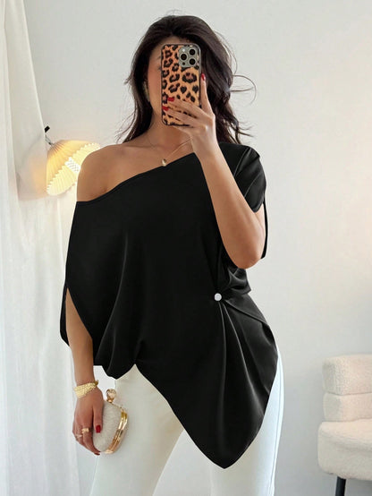One-Shoulder Batwing Sleeve
