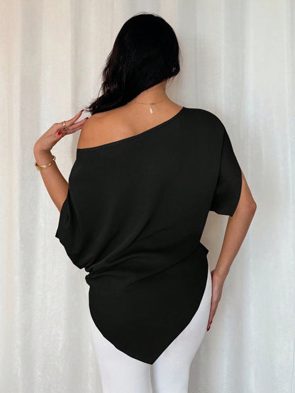 One-Shoulder Batwing Sleeve
