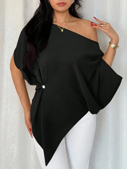 One-Shoulder Batwing Sleeve
